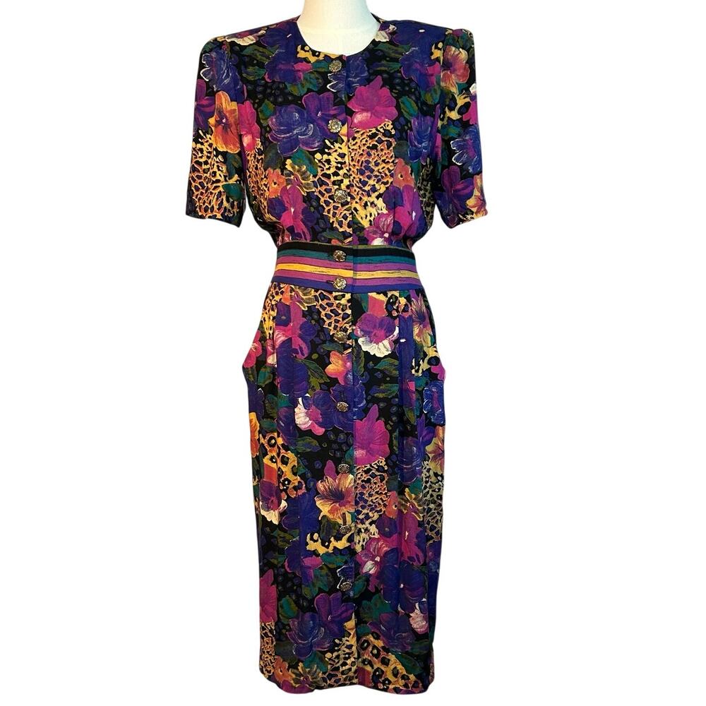 VTG Positive Attitude Midi Dress 11/12 Modern M Floral Whimsigoth Dark Academia